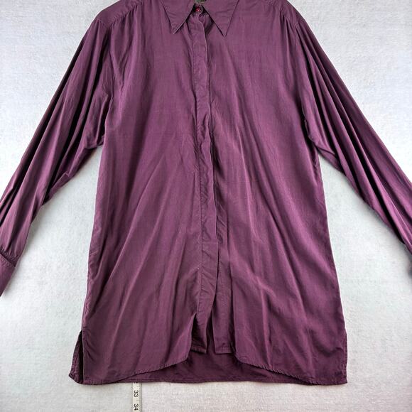 New York Style Button Up Blouse 100% Silk Women's Small Plum Purple Old Money - Picture 11 of 12